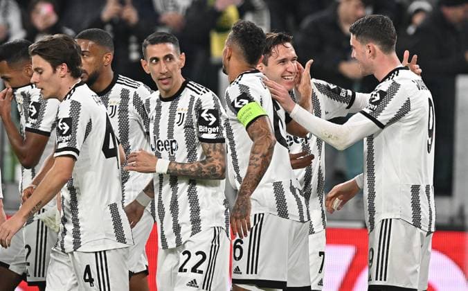 February 16, 2023, Turin, Italy: Juventus Dusan Vlahovic jubilates after scoring the gol (1-0) during the UEFA Europa League play-off soccer match Juventus FC vs Nantes FC at the Allianz Stadium in Turin, Italy, 16 february 2023 ANSA ALESSANDRO DI MARCO UEFA Europa League: Juventus-Nantes  - ZUMAa110 20230216_zaf_a110_011 Copyright: xAlessandroxDixMarcox