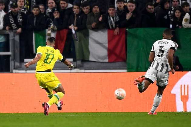 Juventus FC v FC Nantes - UEFA Europa League Ludovic Blas of FC Nantes scores a goal during the UEFA Europa League knockout round play-off leg one football match between Juventus FC and FC Nantes. Turin Italy Copyright: xNicolòxCampox