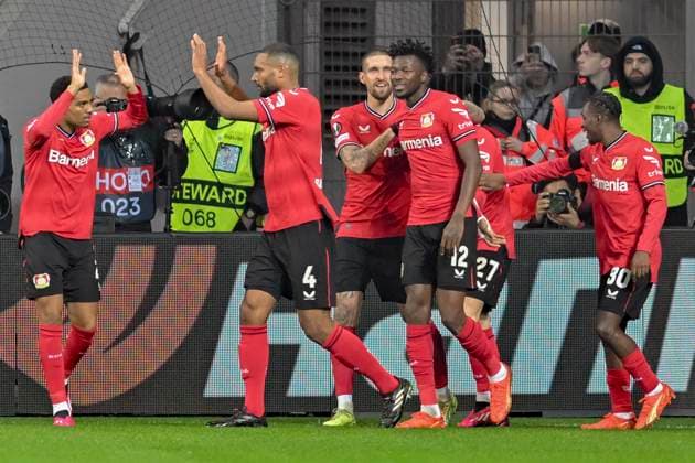 Florian Wirtz 27, Bayer Leverkusen cheers after scoring the 2 1 with the team 16 02 2023 Football Europa League, Bayer 04 Leverkusen vs AS Monaco, BayArena, Leverkusen, NRW Germany Copyright: xpepphotox xHorstxMauelshagenx pep00321, pep_20230216_hm