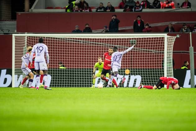 UEFA Europa League Play off, Bayer 04 Leverkusen AS Monaco 16 02 2023 Krepin Diatta AS Monaco, 27 scores the 2 2 UEFA Europa League Play off, Bayer 04 Leverkusen AS Monaco, Leverkusen, BayArena Copyright: xBEAUTIFULxSPORTS Wunderlx