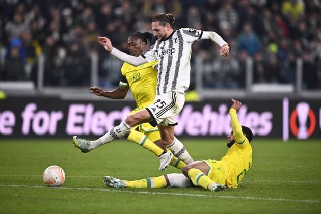 Foto Fabio Ferrari LaPresse 16 Febbraio 2023 - Torino, Italia - calcio - Juventus vs Nantes - UEFA Europa League - Spareggi andata - Juventus Stadium. Nella foto: Adrien Rabiot (Juventus F.C.) February 16, 2023 Turin, Italy - sport, calcio - Juventus vs Nantes - UEFA Europa League - Play off -1st leg- Juventus Stadium. In the pic: Adrien Rabiot (Juventus F.C.)  Copyright: xFabioxFerrari LaPressex