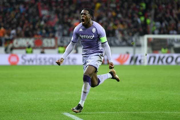 Cheers Axel Disasi AS Monaco 16 02 2023, football Europa League, season 2022 23, knockout rounds play off, Bayer 04 Leverkusen AS Monaco Leverkusen BayArena Nordrhein Westfalen Germany Team2