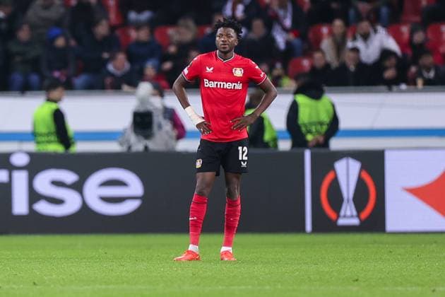 16 02 2023, football, 2022 2023 season, UEFA Europa League, UEL, play off, first leg, Bayer 04 Leverusen AS Monaco, Edmond Tapsoba Bayer 04 Leverkusen , xRHR PHOTO ENx Copyright: DennisxEwert RHR-FOTOx RHR-FOTO DE