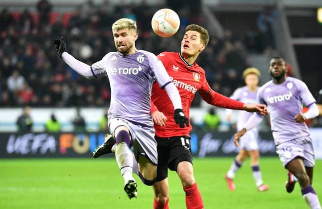 Football, Germany, Men, Europa League, Season 2022 2023, BayArena Leverkusen, Bayer Leverkusen AS Monaco 2 3 Patrik Schick LEV , Caio Henrique ASM Action UEFA REGULATES PROHIBIT ANY USE OF PHOTOGRAPHS AS IMAGE SEQUENCES AND OR QUASI VIDEO