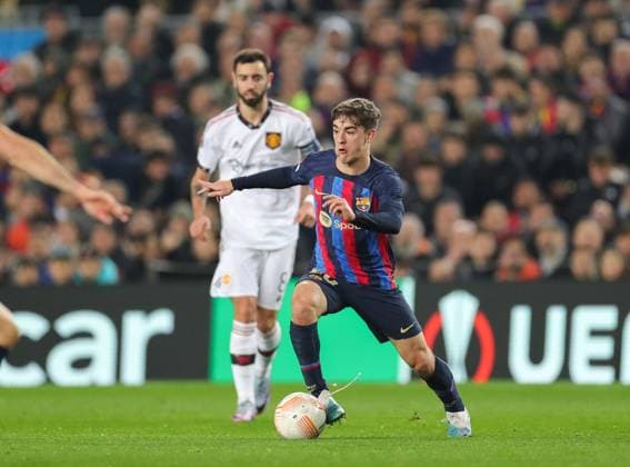 Barcelona v Manchester United, ManU Europa League 16 02 2023. Gavi during the Europa League match between Barcelona and Manchester United at Camp Nou, Barcelona, Spain on 16 February 2023. Barcelona Camp Nou Barcelona Spain Editorial use only DataCo restrictions apply See www.football-dataco.com , Copyright: xPhilxDuncanx PSI-16922-0079