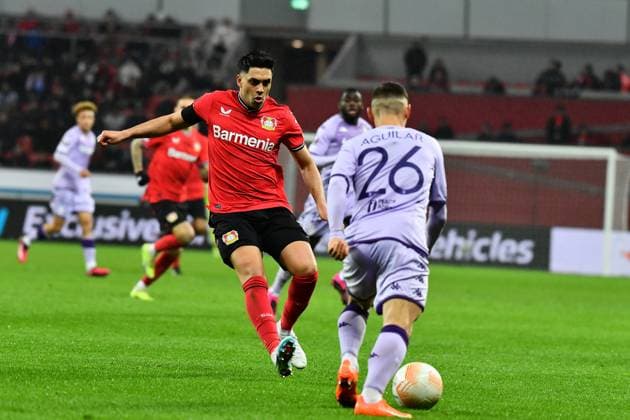 LEVERKUSEN, GERMANY - 16.02.23: Piero Hincapie. The match of match UEFA Europa League Bayer 04 Leverkusen vs AS Monaco FC at Bayarena  Copyright: xVITALIIxKLIUIEVx