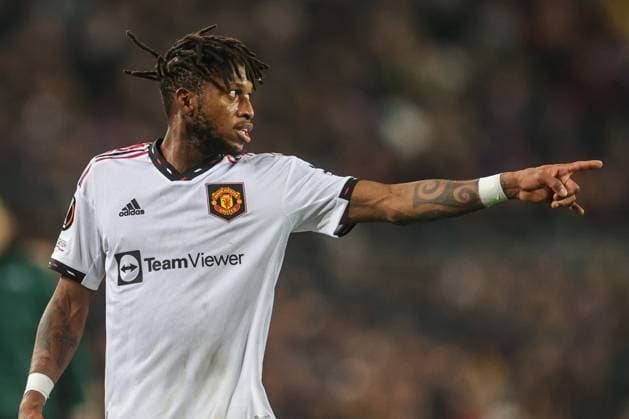 UEFA Europa League Knockout Round Play-Offs Barcelona v Manchester United, ManU Fred 17 of Manchester United during the UEFA Europa League Knockout Round Play-Offs Barcelona vs Manchester United at Spotify Camp Nou, Barcelona, Spain, 16th February 2023 (Photo by Mark Cosgrove News Images) Barcelona Camp Nou Catalonia Spain Copyright: xMarkxCosgrove NewsxImagesx
