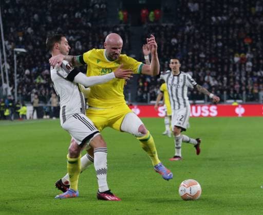 February 16, 2023, Turin, Italy: Mattia de Sciglio of Juventus during the Uefa Europa League, football match between Juventus Fc and Fc Nantes on 16 February 2023 at Allianz Stadium, Turin, Italy. Photo Ndrerim Kaceli. football Europa League match - Juventus FC vs FC Nantes, Turin, Italy  - ZUMAl164 20230216_zsa_l164_224 Copyright: xNderimxKacelix