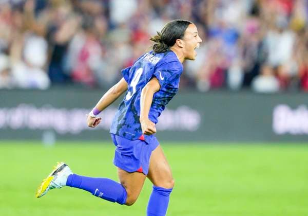 ORLANDO, FL - FEBRUARY 16: the United States forward Mallory Swanson (9) scores the first goal during the She Believes soccer match between the USA and Canada on February 16, 2022 at Explorer Stadium in Orlando, FL. (Photo by Andrew Bershaw Icon Sportswire) SOCCER: FEB 16 Women™s SheBelieves Cup - USA vs Canada Icon2302160021