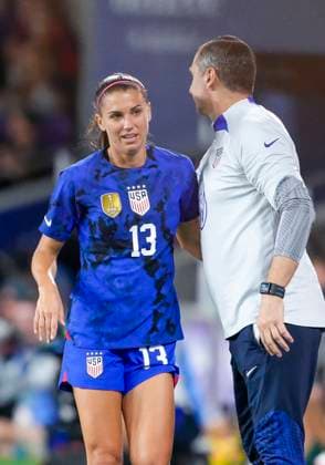ORLANDO, FL - FEBRUARY 16: the United States forward Alex Morgan (13) comes off the pitch during the She Believes soccer match between the USA and Canada on February 16, 2022 at Explorer Stadium in Orlando, FL. (Photo by Andrew Bershaw Icon Sportswire) SOCCER: FEB 16 Women™s SheBelieves Cup - USA vs Canada Icon2302160119