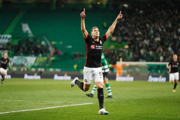 Sport Bilder des Tages Emam Ashour (Midtjylland), FEBRUARY 16, 2023 - Football Soccer : Ashour celebrate after his goal during UEFA Europa League Knock-out Play-off 1st leg match between Sporting Clube de Portugal 1-1 FC Midtjylland at the Estadio Jose Alvalade in Lisbon, Portugal. Noxthirdxpartyxsales  (210964401)
