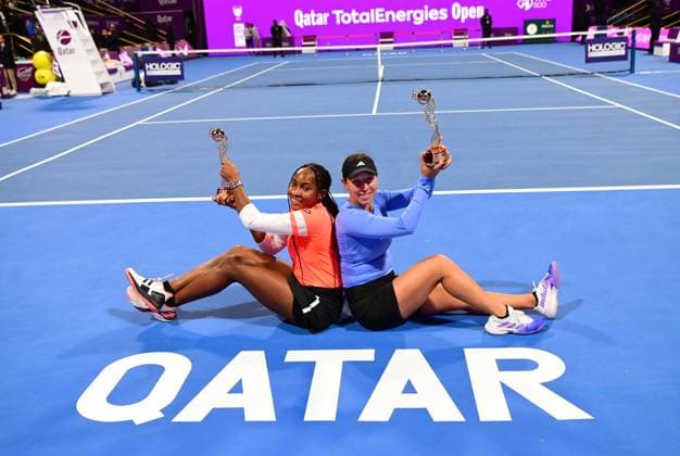 2023 WTA Qatar TotalEnergies Open Womens Double Final Winners Coco Gauff l, USA and Jessica Pegula r, USA Womens Double Final