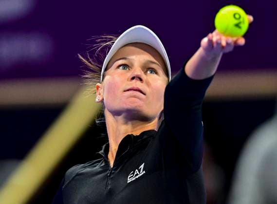 WTA, Tennis Damen Qatar TotalEnergies Open 2023 Veronika Kudermetova of Russia in action during Semifinal match against lga Swiatek of Poland at the WTA Qatar TotalEnergies Open tennis tournament at the Khalifa International Tennis Complex in Doha, Qatar, 17 February 2023 DOHA Qatar  Copyright: xNoushadxThekkayilx originalFilename:varittyakkal-wtaqatar230217_nphot.jpg