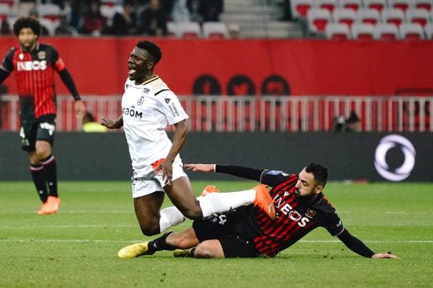 GaÃ«tan Laborde (OGC Nice) - Azor Matusiwa (Stade de Reims) FOOTBALL : OGC Nice vs Stade de Reims - Ligue 1 Ubereats - Nice - 18 02 2023 NorbertScanella Panoramic 