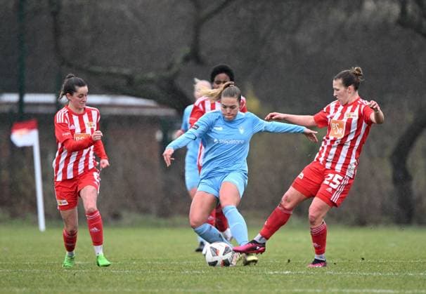 Football, Women, Regionalliga Nordost, Season 2022 2023 14 Matchday , 1 FC Union Berlin FC Viktoria 89, v l Celine Frank 1 Women 1 FC Union , Nina Ehegötz FC Viktoria 1889 Berlin , Dina Orschmann 1 Women 1 FC Union , 18 02 2023, Copyright: xMatthiasxKochx