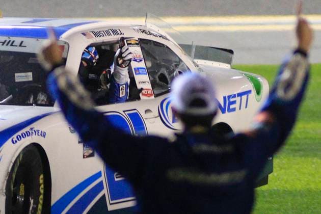 Bilder des Jahres 2023, Sport 02 Februar Sport Themen der Woche KW07 DAYTONA, FL - FEBRUARY 18: Austin Hill ( 21 Richard Childress Racing Bennett Transportation Chevrolet) celebrates after winning the NASCAR, Motorsport, USA Xfinity Series Beef,It s what s for Dinner 300 on February 18, 2023 in Daytona Beach,FL. (Photo by Jeff Robinson Icon Sportswire) AUTO: FEB 18 NASCAR Xfinity Series Beef. It s What s For Dinner. 300 Icon2302188917300