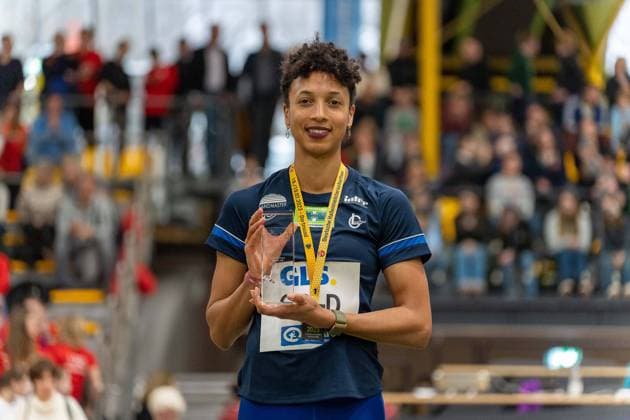 Bilder des Jahres 2023, Sport 02 Februar Sport Themen der Woche KW07 Sport Bilder des Tages Mihambo Malaika (LG Kurpfalz, 2), Leichtathletin des Jahres, GER, Leichtathletik, Deutsche Meisterschaften, Dortmund, 19.02.2023, GER, Leichtathletik, Deutsche Meisterschaften, Dortmund, 19.02.2023 Dortmund *** Mihambo Malaika LG Kurpfalz, 2 , Track and Field Athlete of the Year, GER, Track and Field Athletics, German Championships, Dortmund, 19 02 2023, GER, Track and Field Athletics, German Championships, Dortmund, 19 02 2023 Dortmund Copyright: xStefanxMayerx EP_SMR