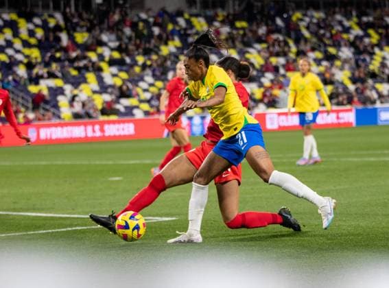 Nashville, USA, February 19th 2023: Kerolin (21 Brazil) going forward during the She Believes Cup game between Brazil and Canada at GEODIS Park in Nashville, TN (Georgia Soares SPP) Copyright: xGeorgiaxSoares SPPx spp-en-GeSo-DI4I7560
