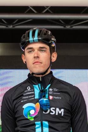 February 18, 2023, Mandelieu la Napoule, France: Florian Stork of (team DSM) seen during the presentation round before the start of second stage of 2023 Tour des Alpes Maritimes et du Var. The second stage of the Tour des Alpes-maritimes et du Var 2023 starts in Mandelieu la Napoule and will reach Antibes after 179,4 km of racing. The leader s yellow jersey after the first stage is worn by Frenchman Kevin Vauquelin (team Arkea Samsic) who is ahead of Neilson Powless (team EF Education - EasyPost) at 09 seconds and Kevin Geniets (team Groupama-fdj) in third place at 11 seconds. Mandelieu la Napoule France - ZUMAs197 20230218_zaa_s197_739 Copyright: xLaurentxCoustx