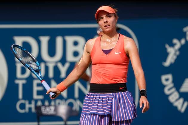 Viktoriya Tomova reacts angry,anger,disappointed,emotion tennis Dubai Tennis Championships 2023 WTA Dubai Duty Free Tennis Stadium Dubai United Arab Emirates 21 February 2023 Copyright: xJuergenxHasenkopfx