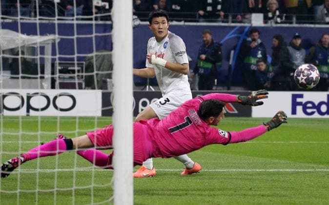 Alex Meret 1, Goalkeeper, SSC Napoli 21 02 2023, Football, UEFA Champions League, Round of 16, Eintracht Frankfurt SSC Napoli, Season 2022 23, Deutsche Bank Park, Frankfurt Main, Germany, zmdz, Eintracht Frankfurt SSC Napoli