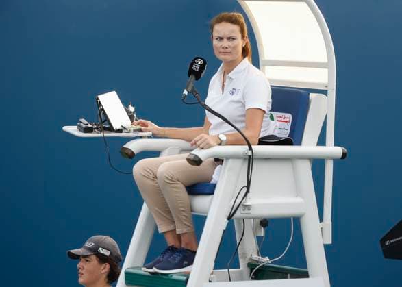 Dubai Tennis Feature, IsabelleSeefried, Chair umpire Tennis Dubai Duty Free Tennis Championships ATP WTA Dubai Duty Free Tennis Stadium Dubai United Arab Emirates 21 February 2023 Copyright: xJuergenxHasenkopfx