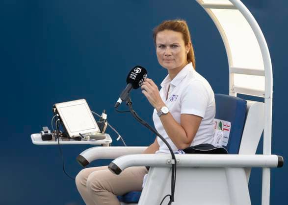 Dubai Tennis Feature, IsabelleSeefried, Chair umpire Tennis Dubai Duty Free Tennis Championships ATP WTA Dubai Duty Free Tennis Stadium Dubai United Arab Emirates 21 February 2023 Copyright: xJuergenxHasenkopfx