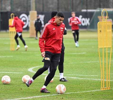 Football, men, season 2022 2023, Europa League, 1 FC Union Berlin, training before the match against Ajax Amsterdam, Danilho Doekhi 1 FC Union Berlin , 22 02 2022, Copyright: xMatthiasxKochx