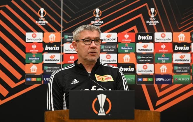 Football, men, season 2022 2023, Europa League, 1 FC Union Berlin, press conference before the match against Ajax Amsterdam, coach Urs Fischer 1 FC Union Berlin , 22 02 2022, Copyright: xMatthiasxKochx