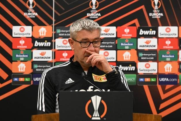Football, men, season 2022 2023, Europa League, 1 FC Union Berlin, press conference before the match against Ajax Amsterdam, coach Urs Fischer 1 FC Union Berlin , 22 02 2022, Copyright: xMatthiasxKochx