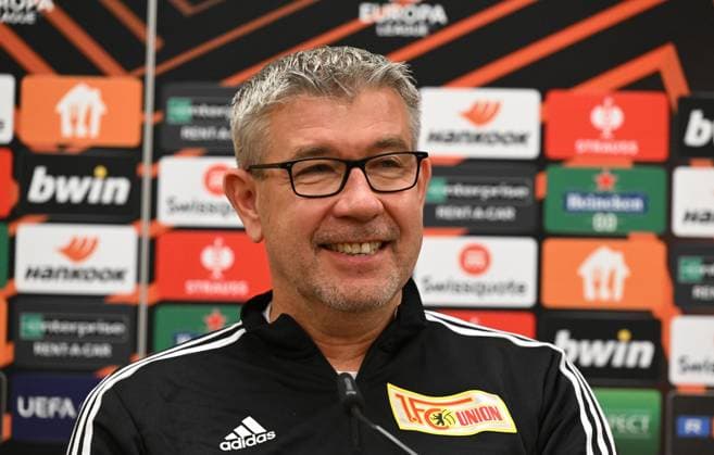 Football, men, season 2022 2023, Europa League, 1 FC Union Berlin, press conference before the match against Ajax Amsterdam, coach Urs Fischer 1 FC Union Berlin , 22 02 2022, Copyright: xMatthiasxKochx