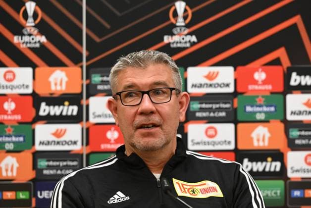 Football, men, season 2022 2023, Europa League, 1 FC Union Berlin, press conference before the match against Ajax Amsterdam, coach Urs Fischer 1 FC Union Berlin , 22 02 2022, Copyright: xMatthiasxKochx