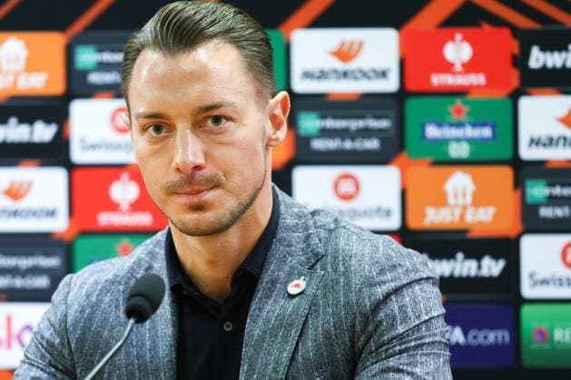 SOCCER - UEFA EL, Roma vs RBS ROME,ITALY,22.FEB.23 - SOCCER - UEFA Europa League, play off, AS Roma vs Red Bull Salzburg, preview, press conference, PK, Pressekonferenz RBS. Image shows head coach Matthias Jaissle (RBS).  GEPAxpictures xDavidxGeieregger