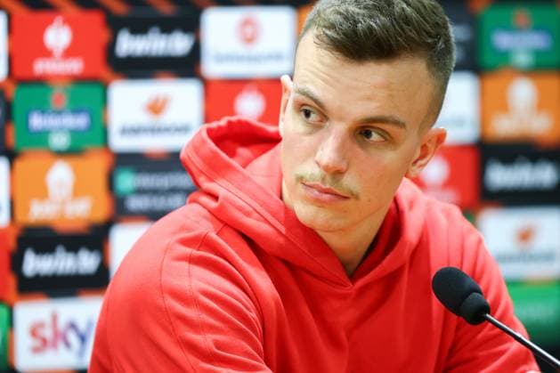 SOCCER - UEFA EL, Roma vs RBS ROME,ITALY,22.FEB.23 - SOCCER - UEFA Europa League, play off, AS Roma vs Red Bull Salzburg, preview, press conference, PK, Pressekonferenz RBS. Image shows Philipp Koehn (RBS).  GEPAxpictures xDavidxGeieregger