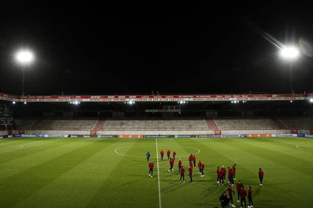 BERLIN - The Ajax selection during a Walk around the pitch prior to the UEFA Europa League play-off match between FC Union Berlin and Ajax Amsterdam at Stadion An der Alten Forsterei on February 22, 2023 in Berlin, Germany. ANP MAURICE VAN STONE UEFA Europa League Play-off MD-1 2022 2023 xVIxANPxSportx xxANPxIVx 463346878 originalFilename: 463346878.jpg