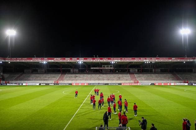 BERLIN, 22-02-2023, Stadion An der Alten Försterei, Europa League, season 2022 2023, press conference, PK, Pressekonferenz Ajax, stadium overview Ajax in Berlijn  x19982595x Copyright: