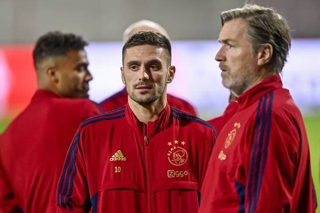 BERLIN, 22-02-2023, Stadion An der Alten Försterei, Europa League, season 2022 2023, press conference, PK, Pressekonferenz Ajax, Ajax player Dusan Tadic Ajax in Berlijn  x19982597x Copyright: