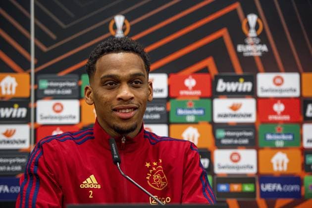 BERLIN, 22-02-2023, Stadion An der Alten Försterei, Europa League, season 2022 2023, press conference, PK, Pressekonferenz Ajax, Ajax player Jurrien Timber Ajax in Berlijn  x19982753x Copyright: