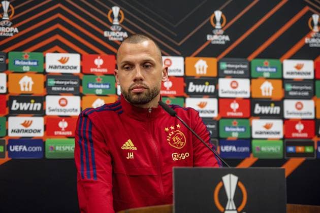 BERLIN, 22-02-2023, Stadion An der Alten Försterei, Europa League, season 2022 2023, press conference, PK, Pressekonferenz Ajax, Ajax trainer John Heitinga Ajax in Berlijn  x19982755x Copyright: