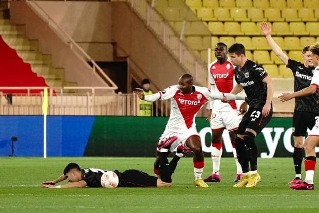 Mohamed Camara (AS Monaco) FOOTBALL : AS Monaco vs Bayer 04 Leverkusen - League Europa - Monaco - 23 02 2023 NorbertScanella Panoramic 