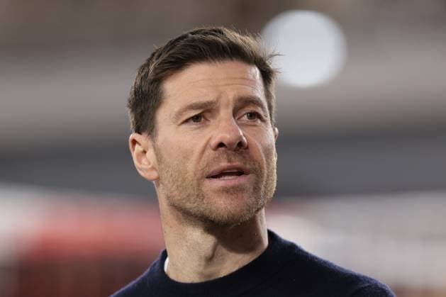 Monaco, Monaco, 23rd February 2023. Xabi Alonso Head coach of Bayer Leverkusen reacts prior to kick off in the UEFA Europa League match at Stade Louis II, Monaco. Picture credit should read: Jonathan Moscrop Sportimage EDITORIAL USE ONLY. No use with unauthorised audio, video, data, fixture lists, club league logos or live services. Online in-match use limited to 120 images, no video emulation. No use in betting, games or single club league player publications. SPI-2233-0020