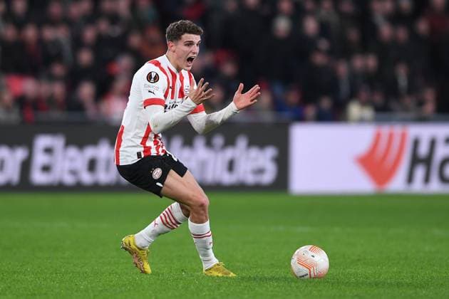 Soccer Europa League knockout round play off PSV Eindhoven FC Sevilla on 23 02 2023 at Philips Stadion in Eindhoven Guus Til Eindhoven disappointed xHDx