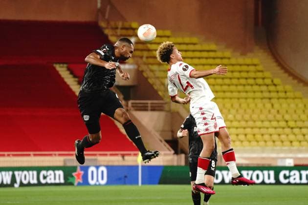 Jonathan Tah (Bayer 04 Leverkusen) - Eliesse Ben Seghir (AS Monaco) FOOTBALL : AS Monaco vs Bayer 04 Leverkusen - League Europa - Monaco - 23 02 2023 NorbertScanella Panoramic 