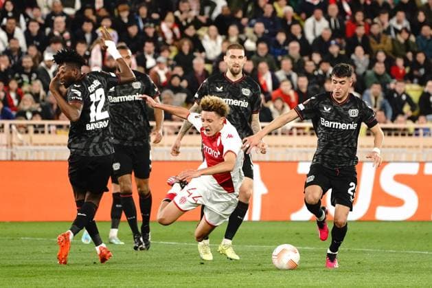 penalty - Eliesse Ben Seghir (AS Monaco) FOOTBALL : AS Monaco vs Bayer 04 Leverkusen - League Europa - Monaco - 23 02 2023 NorbertScanella Panoramic 