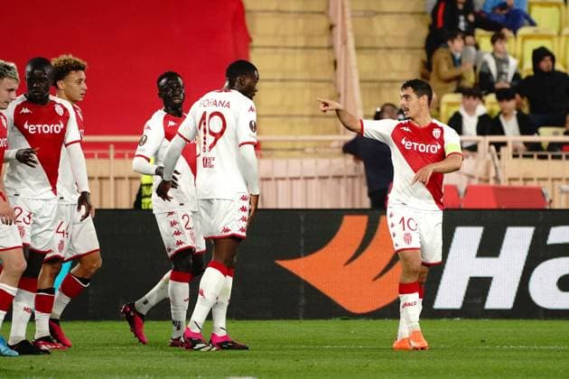 Joie - Wissam Ben Yedder (AS Monaco) FOOTBALL : AS Monaco vs Bayer 04 Leverkusen - League Europa - Monaco - 23 02 2023 NorbertScanella Panoramic 