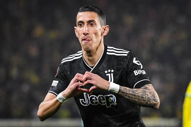 Sport Bilder des Tages February 23, 2023, Nantes, France, France: Angel DI MARIA of Juventus celebrates his goal during the UEFA Europa League match between FC Nantes and Juventus FC at La Beaujoire Stadium on February 23, 2023 in Nantes, France. Nantes France - ZUMAm308 20230223_zsp_m308_001 Copyright: xMatthieuxMirvillex