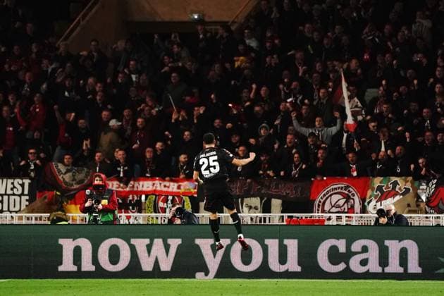 Joie - Exequiel Palacios (Bayer 04 Leverkusen) FOOTBALL : AS Monaco vs Bayer 04 Leverkusen - League Europa - Monaco - 23 02 2023 NorbertScanella Panoramic 