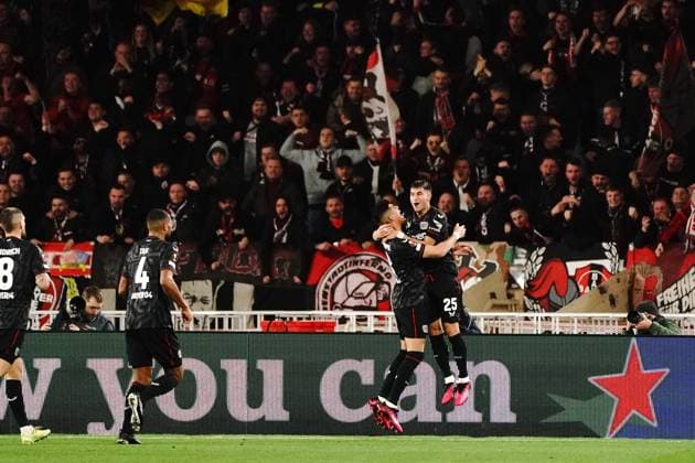 Joie - Exequiel Palacios (Bayer 04 Leverkusen) FOOTBALL : AS Monaco vs Bayer 04 Leverkusen - League Europa - Monaco - 23 02 2023 NorbertScanella Panoramic 