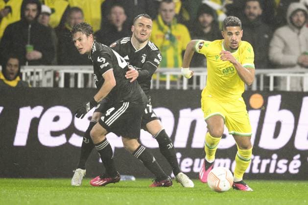 Ludovic Blas (Nantes) FOOTBALL : Nantes vs Juventus de Turin - Barrage retour Ligue Europa - 23 02 2023 JBAutissier Panoramic 