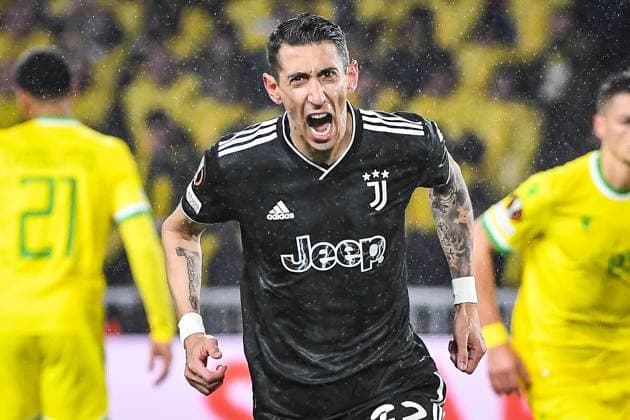 February 23, 2023, Nantes, France, France: Angel DI MARIA of Juventus celebrates his goal during the UEFA Europa League match between FC Nantes and Juventus FC at La Beaujoire Stadium on February 23, 2023 in Nantes, France. Nantes France - ZUMAm308 20230223_zsp_m308_003 Copyright: xMatthieuxMirvillex